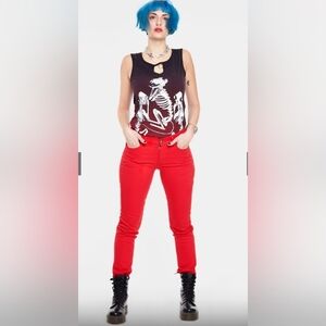 Jawbreaker Red Mono Drainpipe Jeans.Skinny Jeans
